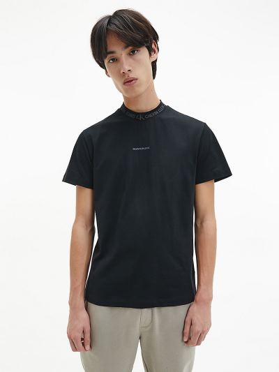 Calvin Klein Ruhák HU746325 | Calvin Klein Organic Cotton Logo Collar Férfi Póló Fekete